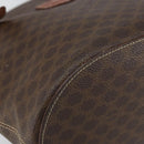 CELINE Macadam Canvas Tote Bag PVC Leather Brown Gold Auth ep13195-11