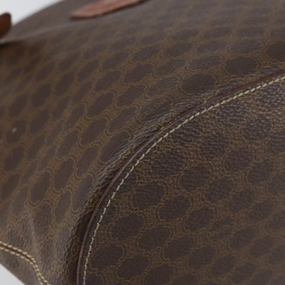 CELINE Macadam Canvas Tote Bag PVC Leather Brown Gold Auth ep13195