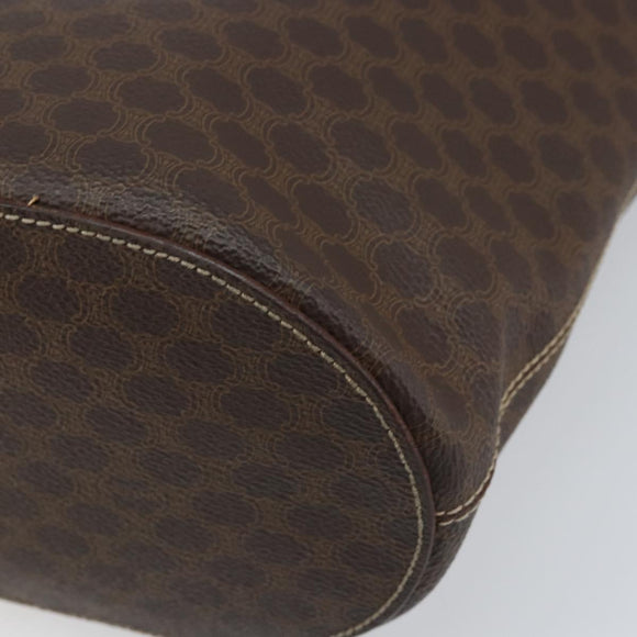 CELINE Macadam Canvas Tote Bag PVC Leather Brown Gold Auth ep13195