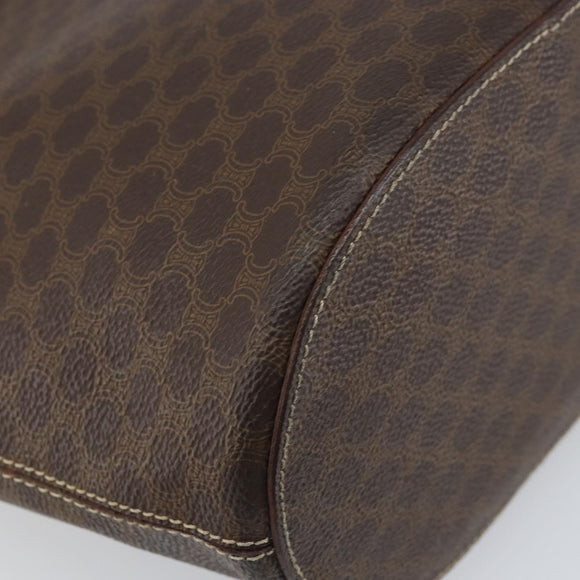 CELINE Macadam Canvas Tote Bag PVC Leather Brown Gold Auth ep13195