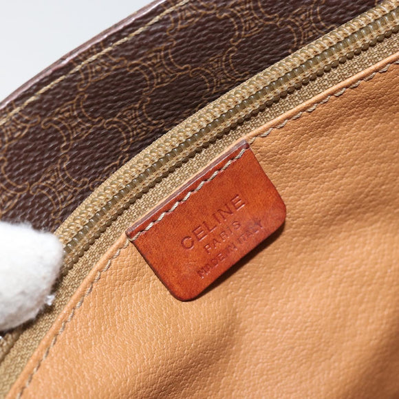 CELINE Macadam Canvas Tote Bag PVC Leather Brown Gold Auth ep13195