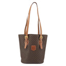 CELINE Macadam Canvas Tote Bag PVC Leather Brown Gold Auth ep13195-2