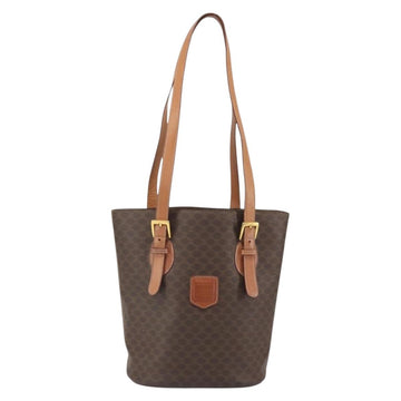 CELINE Macadam Canvas Tote Bag PVC Leather Brown Gold Auth ep13195 - 0