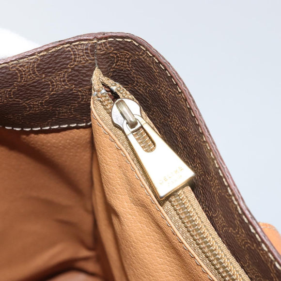 CELINE Macadam Canvas Tote Bag PVC Leather Brown Gold Auth ep13195