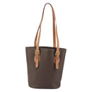 CELINE Macadam Canvas Tote Bag PVC Leather Brown Gold Auth ep13195-3
