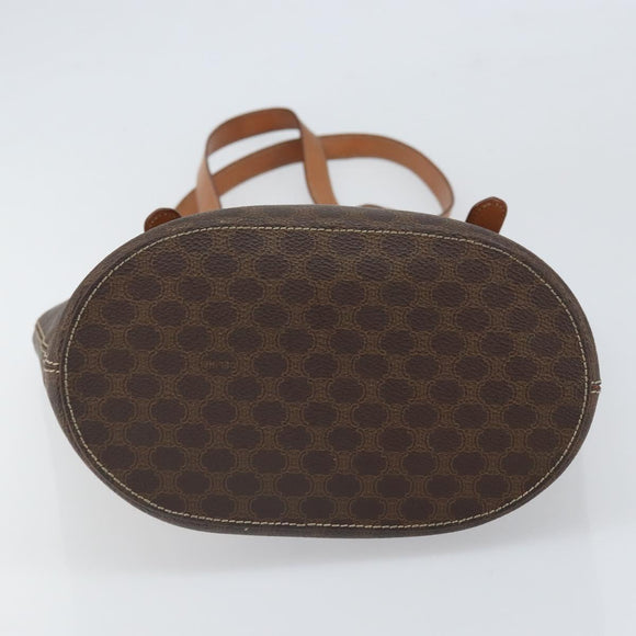 CELINE Macadam Canvas Tote Bag PVC Leather Brown Gold Auth ep13195