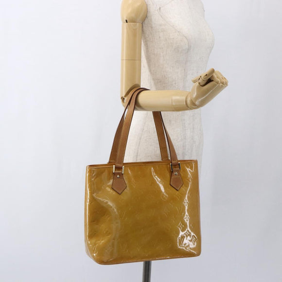 LOUIS VUITTON Monogram Vernis Houston Hand Bag Beige M91004 LV Auth ep13196