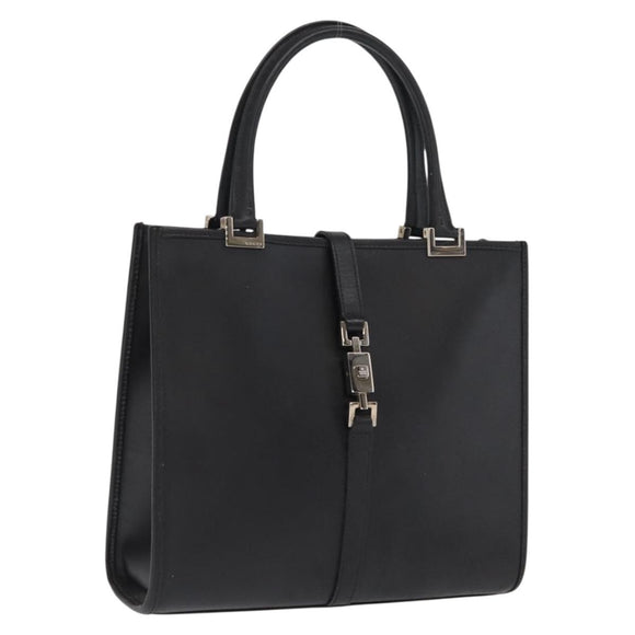 GUCCI Jackie Hand Bag Leather Black Silver 002 1065 Auth ep13198