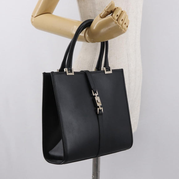 GUCCI Jackie Hand Bag Leather Black Silver 002 1065 Auth ep13198
