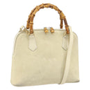 GUCCI Bamboo Hand Bag Suede 2way Beige Gold 000 2865 0290 Auth ep13200-1