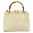 GUCCI Bamboo Hand Bag Suede 2way Beige Gold 000 2865 0290 Auth ep13200-2