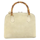 GUCCI Bamboo Hand Bag Suede 2way Beige Gold 000 2865 0290 Auth ep13200-3