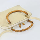 GUCCI Bamboo Hand Bag Suede 2way Beige Gold 000 2865 0290 Auth ep13200-6