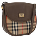 Burberrys Nova Check Shoulder Bag Canvas Beige Gold Auth ep13205-1