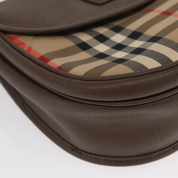 Burberrys Nova Check Shoulder Bag Canvas Beige Gold Auth ep13205