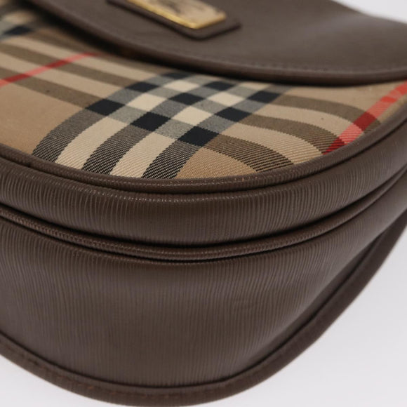 Burberrys Nova Check Shoulder Bag Canvas Beige Gold Auth ep13205