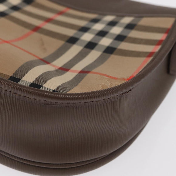Burberrys Nova Check Shoulder Bag Canvas Beige Gold Auth ep13205