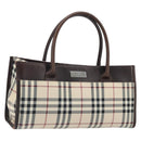 BURBERRY Nova Check Hand Bag Nylon Beige Silver Auth ep13206-1