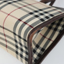 BURBERRY Nova Check Hand Bag Nylon Beige Silver Auth ep13206-9