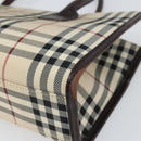 BURBERRY Nova Check Hand Bag Nylon Beige Silver Auth ep13206-15
