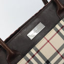 BURBERRY Nova Check Hand Bag Nylon Beige Silver Auth ep13206-10