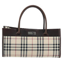 BURBERRY Nova Check Hand Bag Nylon Beige Silver Auth ep13206-13