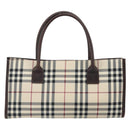 BURBERRY Nova Check Hand Bag Nylon Beige Silver Auth ep13206-2