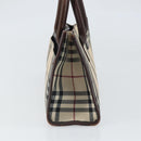 BURBERRY Nova Check Hand Bag Nylon Beige Silver Auth ep13206-3