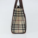 BURBERRY Nova Check Hand Bag Nylon Beige Silver Auth ep13206-4