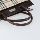 BURBERRY Nova Check Hand Bag Nylon Beige Silver Auth ep13206-7