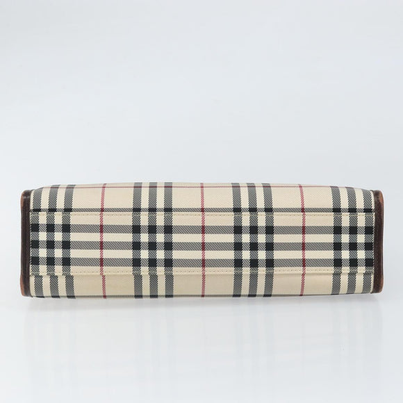 BURBERRY Nova Check Hand Bag Nylon Beige Silver Auth ep13206