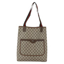 GUCCI GG Supreme Web Sherry Line Tragetasche PVC Beige 39 02 003 Auth ep13207V-13