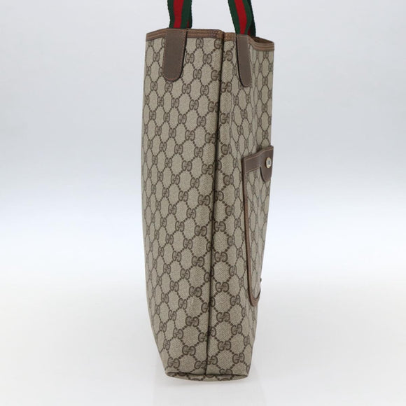 GUCCI GG Supreme Web Sherry Line Tragetasche PVC Beige 39 02 003 Auth ep13207V