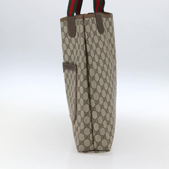 GUCCI GG Supreme Web Sherry Line Tragetasche PVC Beige 39 02 003 Auth ep13207V