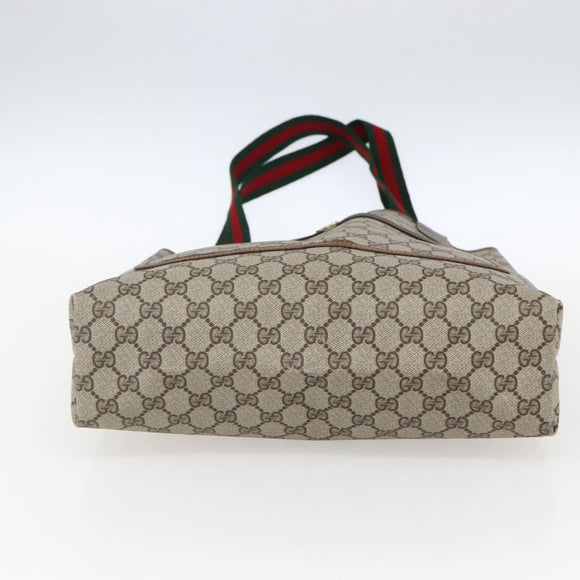GUCCI GG Supreme Web Sherry Line Tragetasche PVC Beige 39 02 003 Auth ep13207V