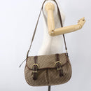 Christian Dior Trotter Canvas Shoulder Bag Beige Gold Auth ep13208-25