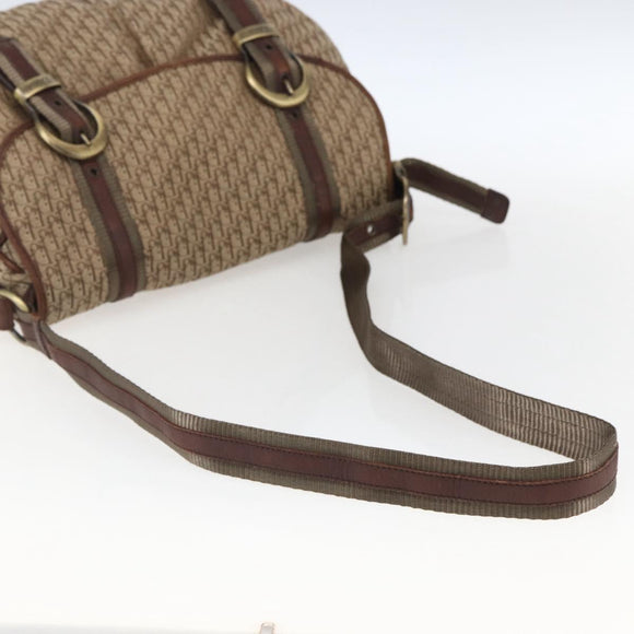 Christian Dior Trotter Canvas Shoulder Bag Beige Gold Auth ep13208