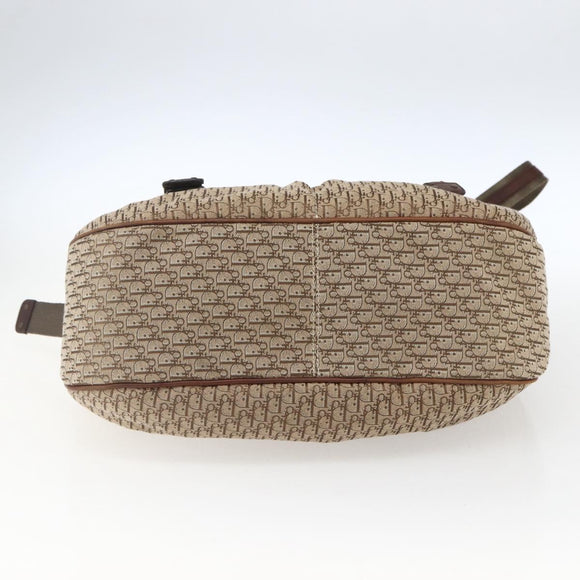 Christian Dior Trotter Canvas Shoulder Bag Beige Gold Auth ep13208