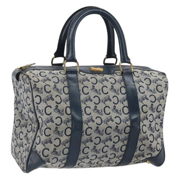 CELINE C Sulky Boston Bag Canvas Navy Gold Auth ep13210