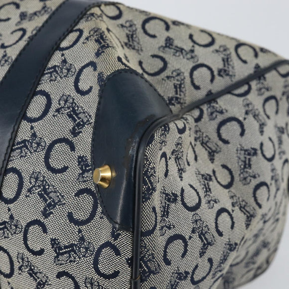 CELINE C Sulky Boston Bag Canvas Navy Gold Auth ep13210