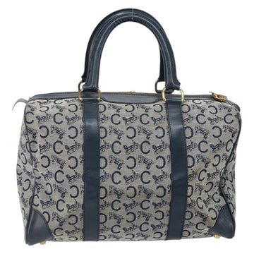 CELINE C Sulky Boston Bag Canvas Navy Gold Auth ep13210 - 0
