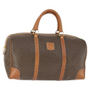 CELINE Macadam Canvas Boston Bag PVC Leather Brown Gold Auth ep13212-1