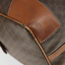 CELINE Macadam Canvas Boston Bag PVC Leather Brown Gold Auth ep13212-11