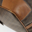 CELINE Macadam Canvas Boston Bag PVC Leather Brown Gold Auth ep13212-13