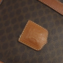 CELINE Macadam Canvas Boston Bag PVC Leather Brown Gold Auth ep13212-15