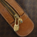 CELINE Macadam Canvas Boston Bag PVC Leather Brown Gold Auth ep13212-16