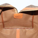CELINE Macadam Canvas Boston Bag PVC Leather Brown Gold Auth ep13212-18