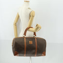 CELINE Macadam Canvas Boston Bag PVC Leather Brown Gold Auth ep13212-23