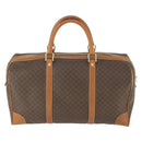 CELINE Macadam Canvas Boston Bag PVC Leather Brown Gold Auth ep13212-3