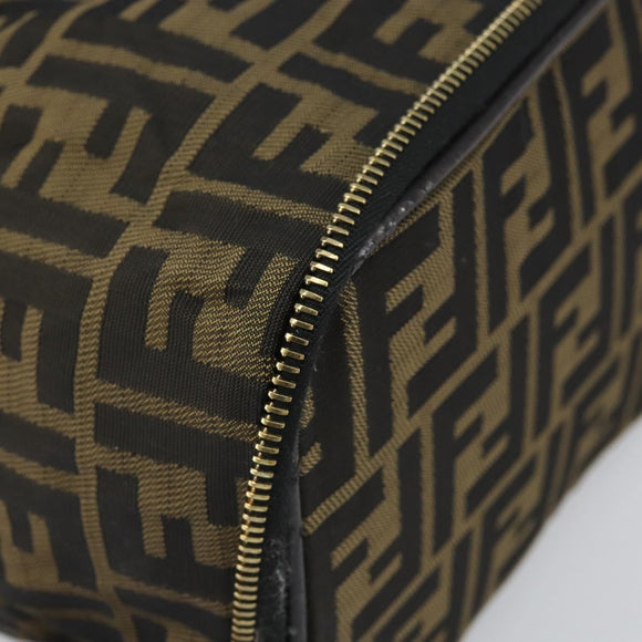 FENDI Zucca Canvas Hand Bag Brown Black Auth ep13217